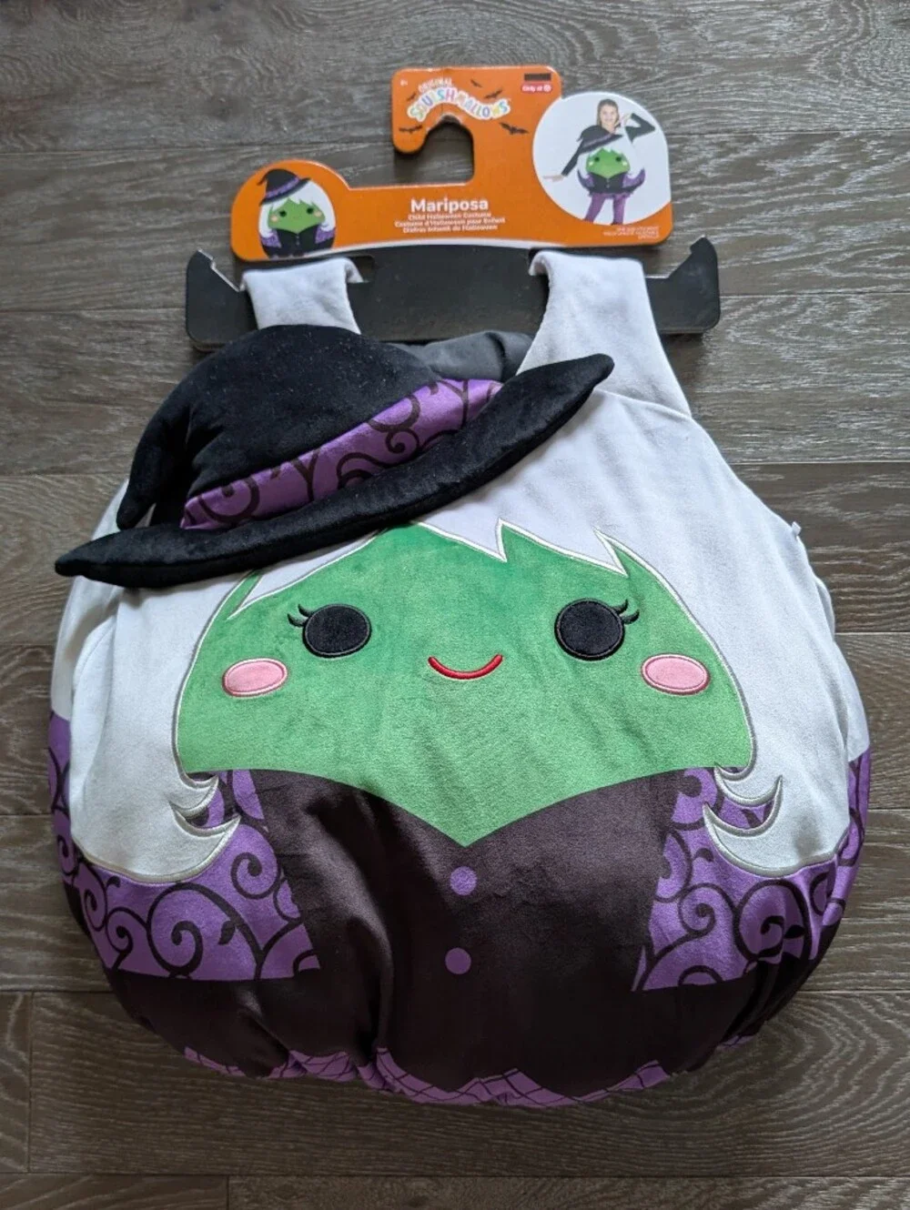 NWT Squishmallows Mariposa Witch Child Halloween Costume & Treat Pail Bag